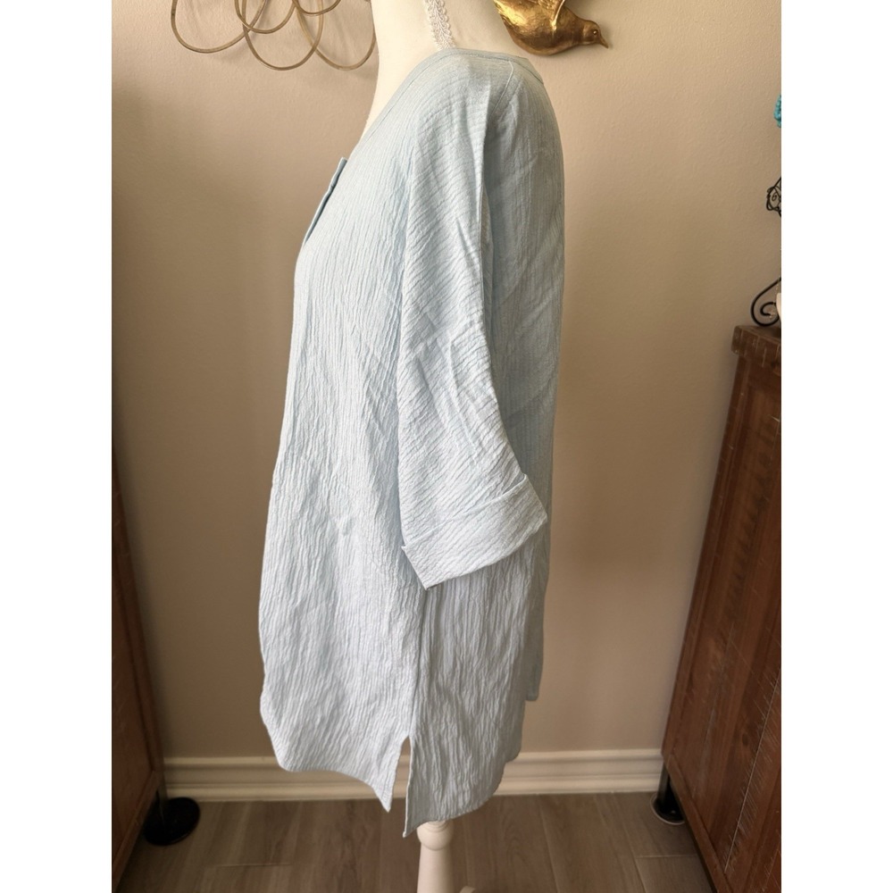 Soft Surroundings Tunic Top Womens Small Blue‎ Ramie Rayon Button Front Boho - Picture 3 of 8